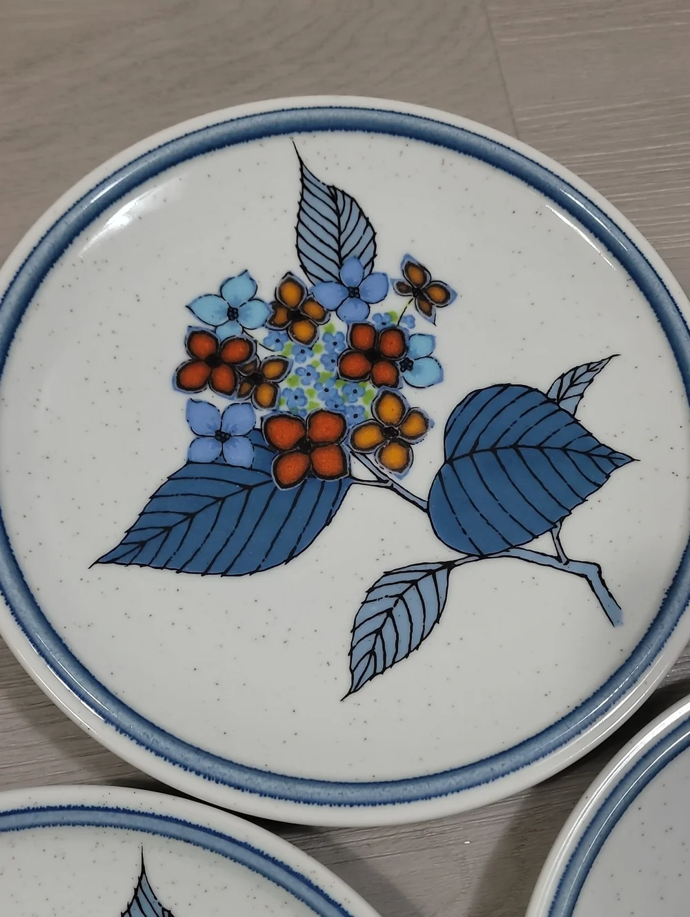 Vintage Mikasa Cordon Bleu Floral Salad Plates Set of 5 Cottagecore Speckled